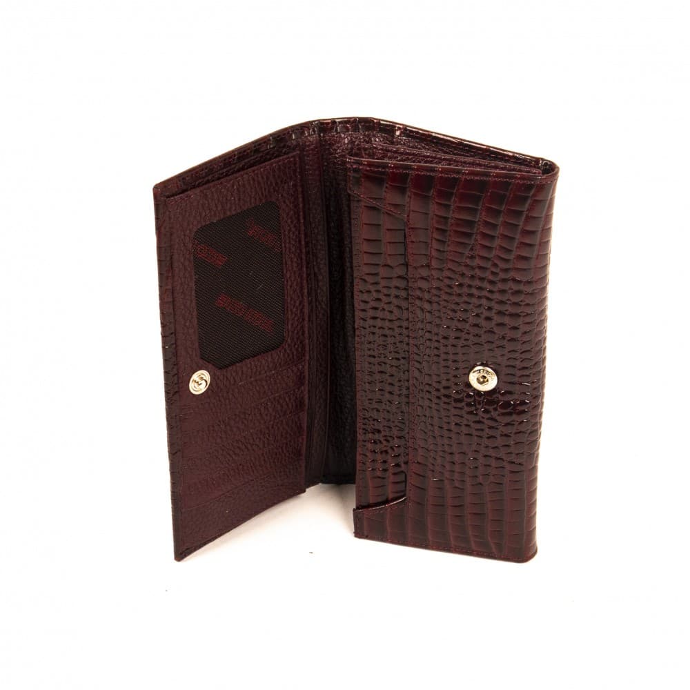 Дамско портмоне ENZO NORI модел CLASSIQUE естествена кожа бордо принт